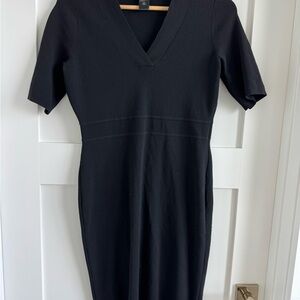 Ann Taylor Factory Black V-Neck Sweater Dress